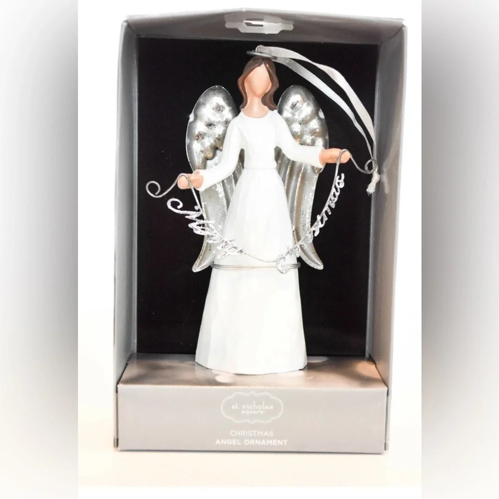 St. Nicholas Square Merry Christmas Angel Figurine Ornament